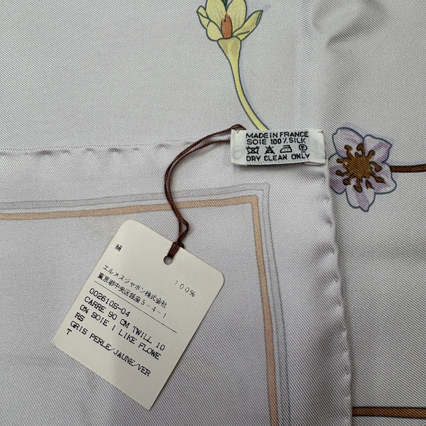 E3030 エルメス カレ90 スカーフ I LIKE FLOWERS