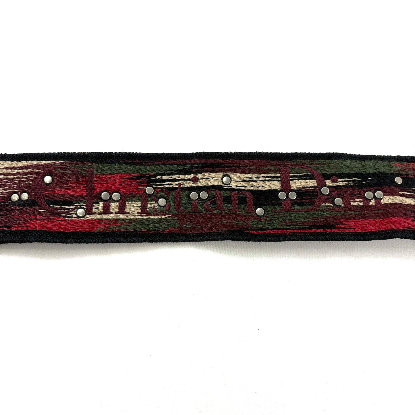 E3652 クリスチャンディオール エンブロイダリー ショルダーストラップ キャンバス レザー レッド