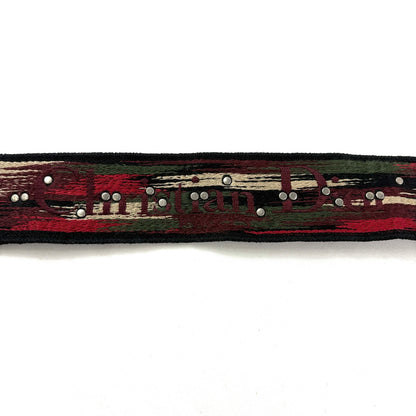 E3652 クリスチャンディオール エンブロイダリー ショルダーストラップ キャンバス レザー レッド