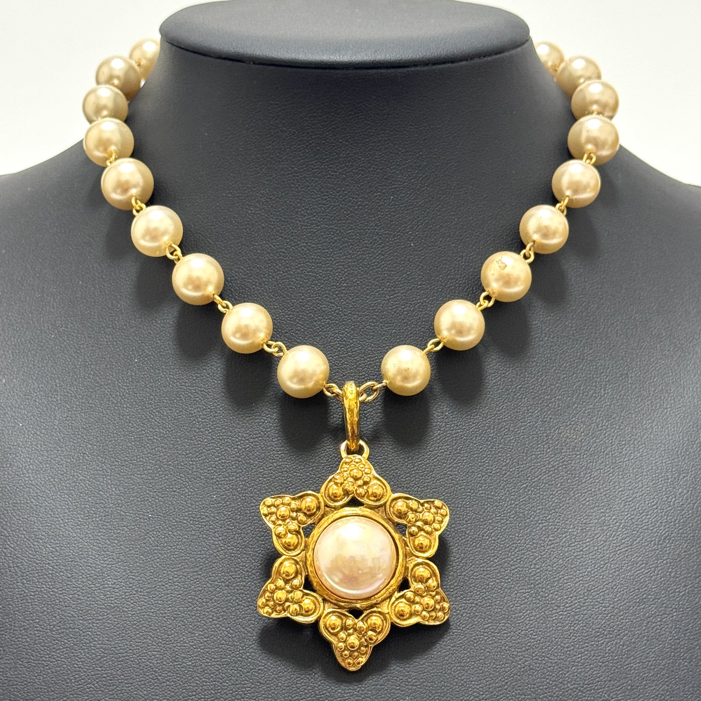 シャネル ココマーク フェイクパール ネックレス スター ヴィンテージ E0044