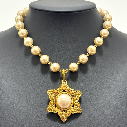 シャネル ココマーク フェイクパール ネックレス スター ヴィンテージ E0044