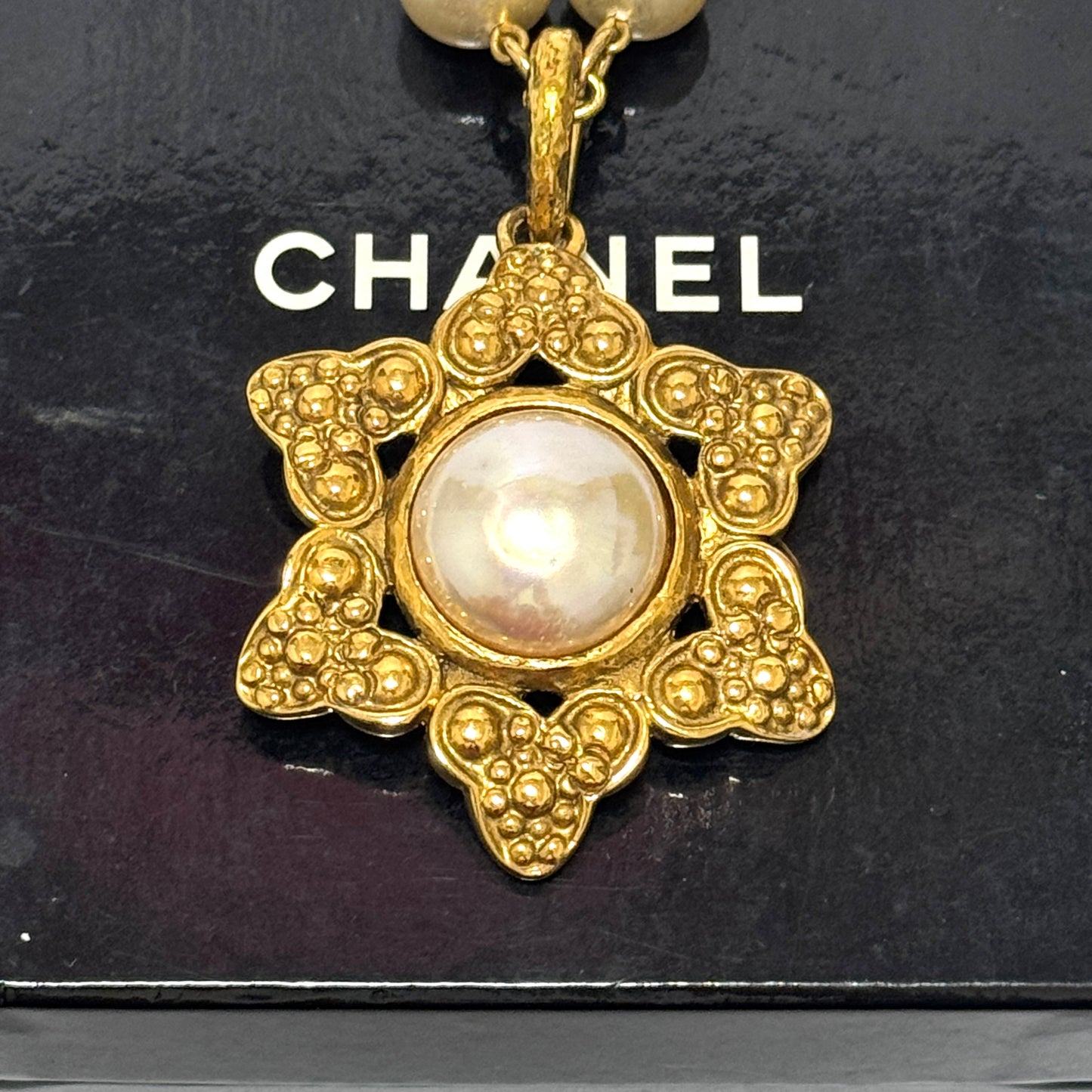 シャネル ココマーク フェイクパール ネックレス スター ヴィンテージ E0044