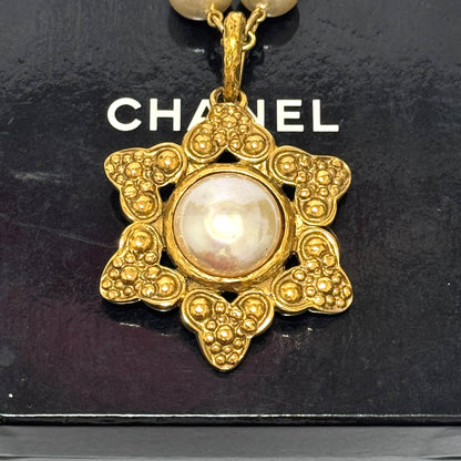 シャネル ココマーク フェイクパール ネックレス スター ヴィンテージ E0044