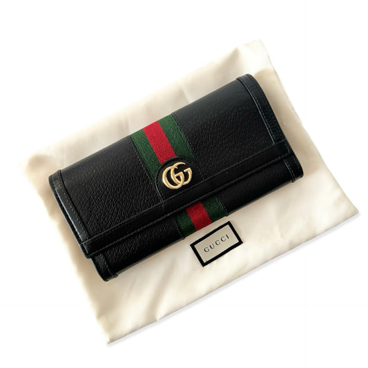 A2896 グッチ　オフィディア　ブラック　長財布　GG