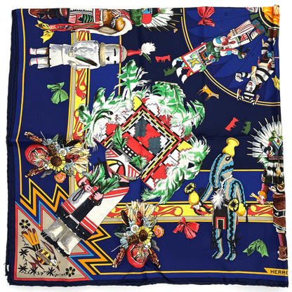 エルメス スカーフ カレ90 Kachinas カチナ 民族 ホピ族 シルク B3650