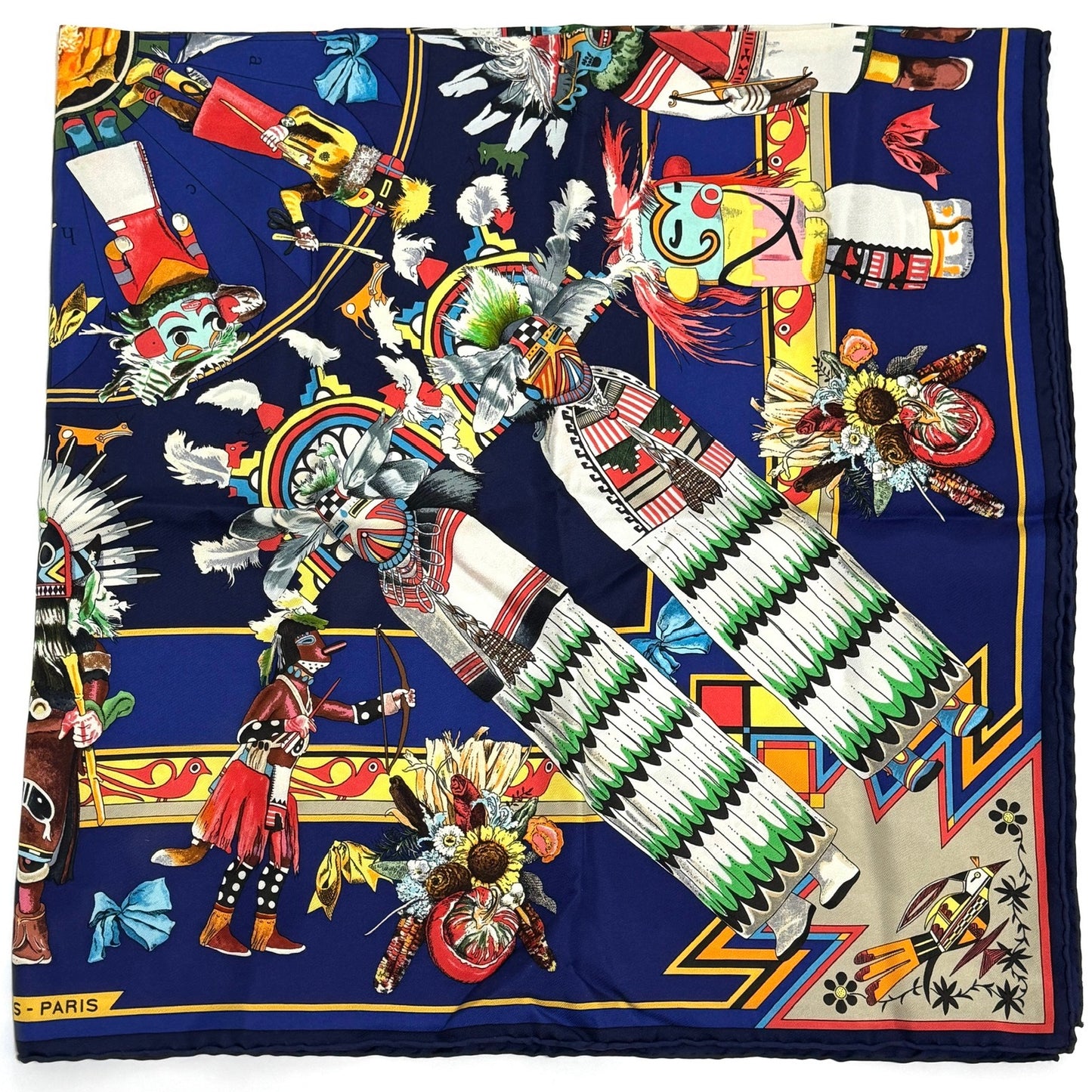 エルメス スカーフ カレ90 Kachinas カチナ 民族 ホピ族 シルク B3650