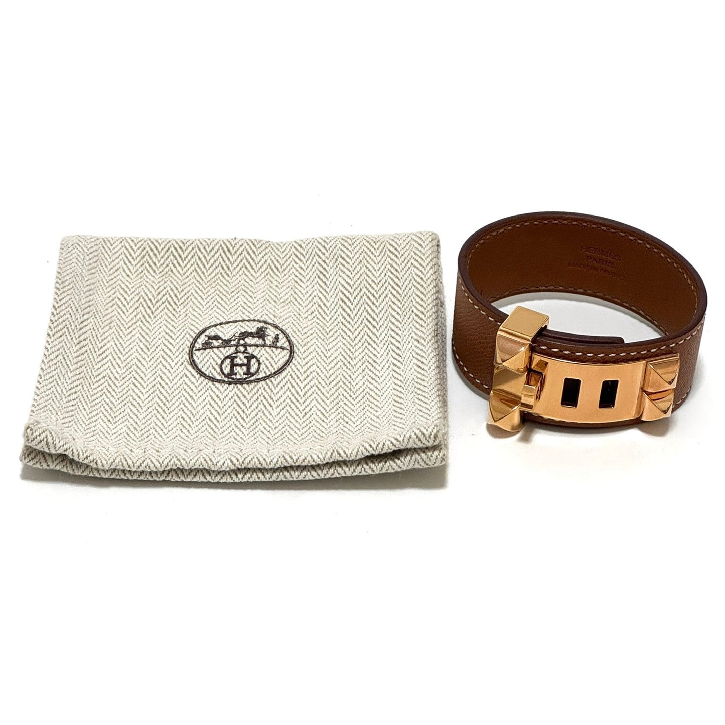 エルメス コリエドシアン U:2022 ブレスレット T2 GP×レザー ゴールド ブラウン E0416