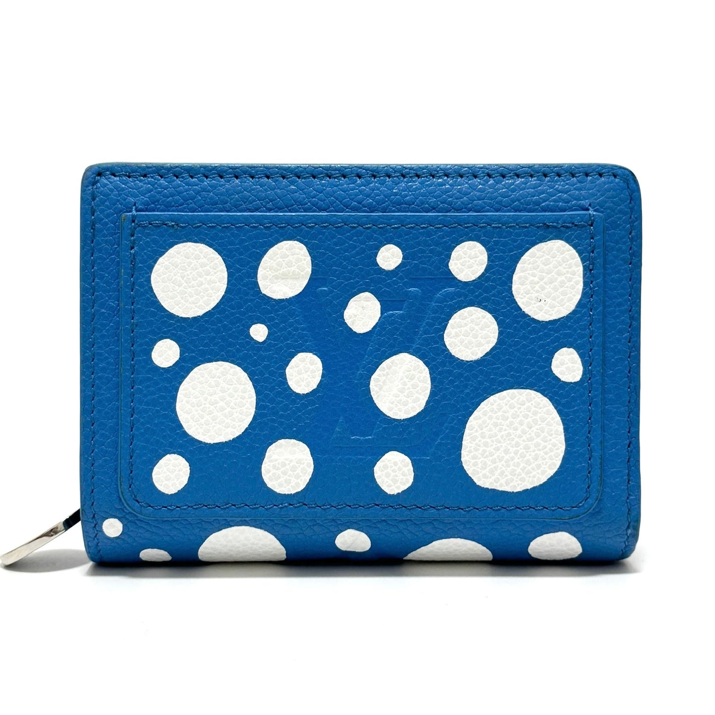 ルイヴィトン×草間彌生 モノグラムアンプラント ポルトフォイユクレア M82104 レザー コンパクトウォレット ブルー RFID反応有 E0410