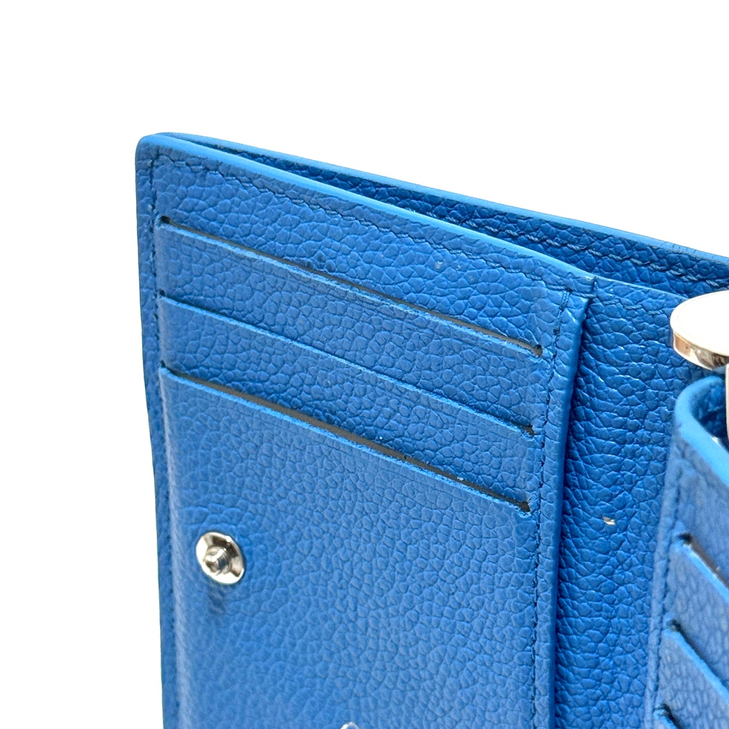 ルイヴィトン×草間彌生 モノグラムアンプラント ポルトフォイユクレア M82104 レザー コンパクトウォレット ブルー RFID反応有 E0410