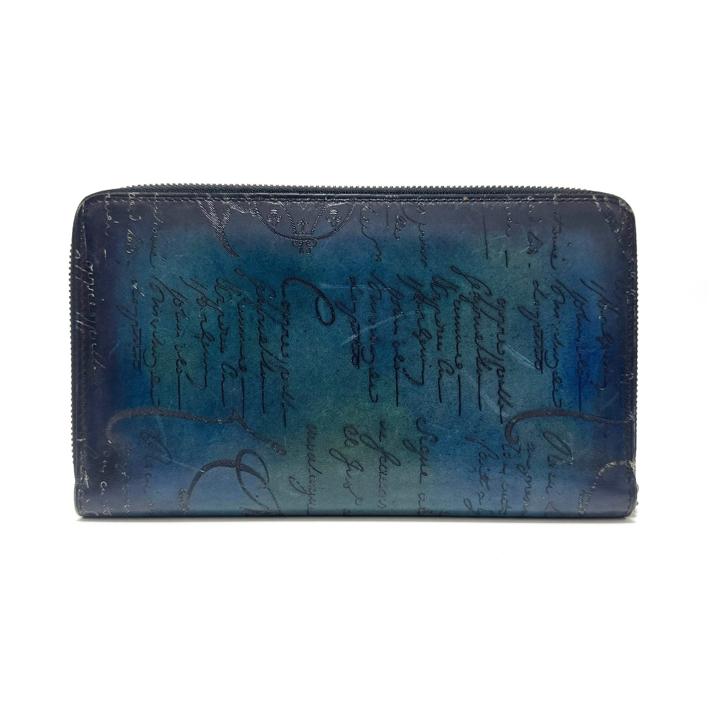 ベルルッティ カリグラフィ レザー ラウンドジップウォレット グラデーション ブルー E0422