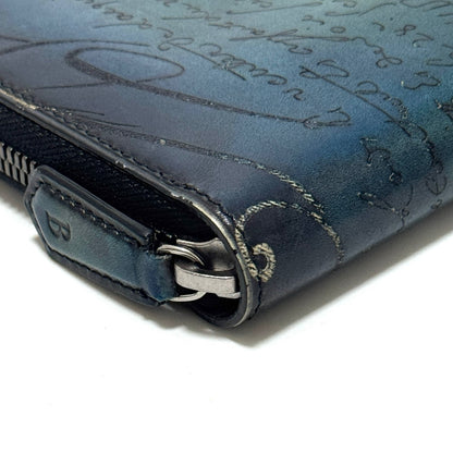 ベルルッティ カリグラフィ レザー ラウンドジップウォレット グラデーション ブルー E0422