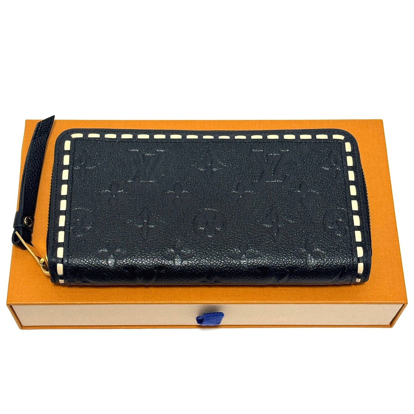 ルイ ヴィトン M64805 モノグラムアンプラント ジッピーウォレット ステッチ 長財布 ブラック E0448