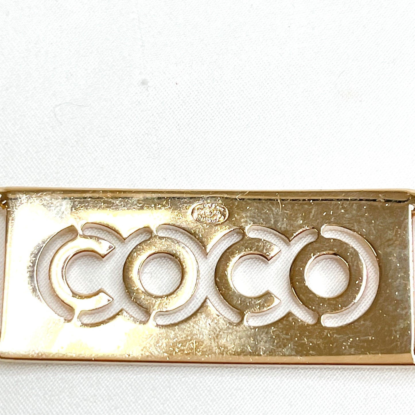 B1577 シャネル COCO ラインストーン ロゴプレート チェーン ネックレス ベルト 2way【買戻し対象】