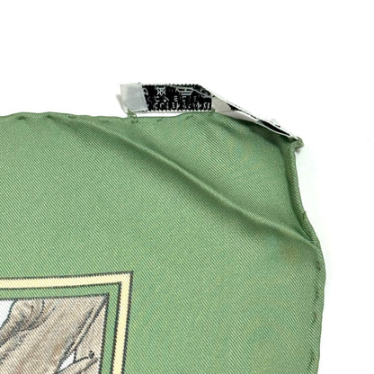 エルメス カレ90 森の狩猟 グリーン シルク スカーフ 大判 B3281