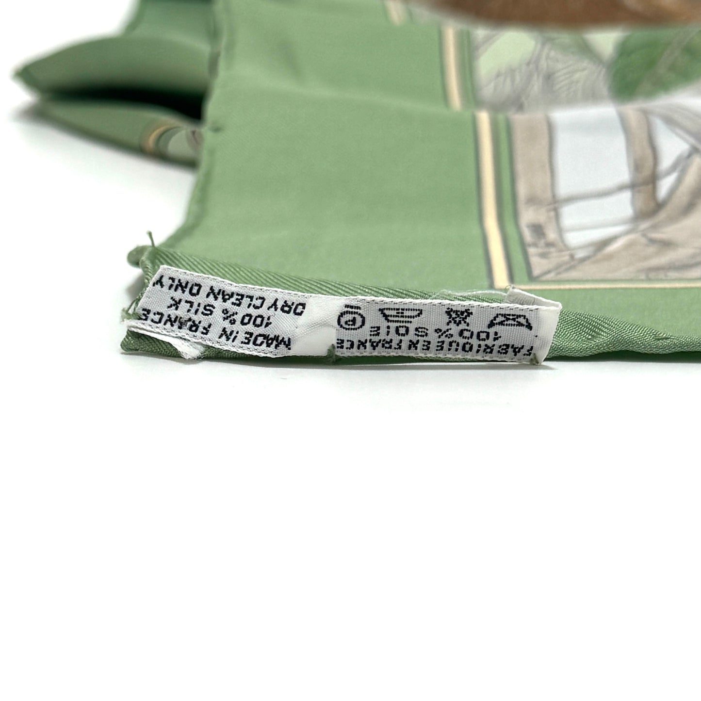 エルメス カレ90 森の狩猟 グリーン シルク スカーフ 大判 B3281