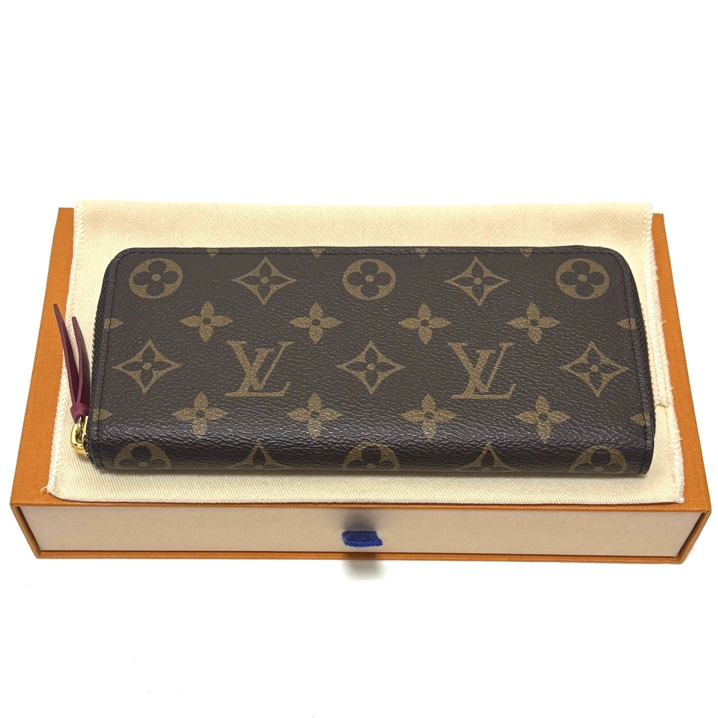 ルイヴィトン M60742 ポルトフォイユ・クレマンス フューシャ モノグラム 長財布 ICチップ B3170