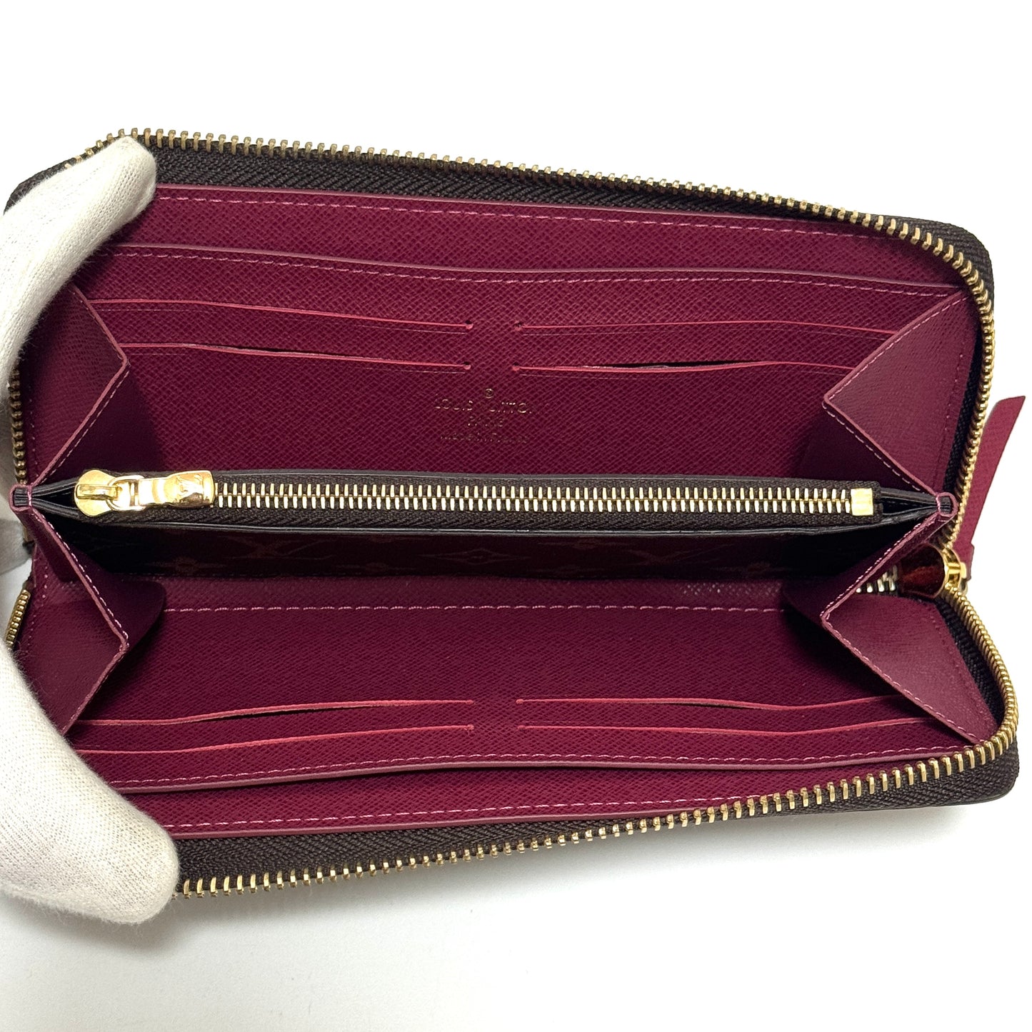 ルイヴィトン M60742 ポルトフォイユ・クレマンス フューシャ モノグラム 長財布 ICチップ B3170