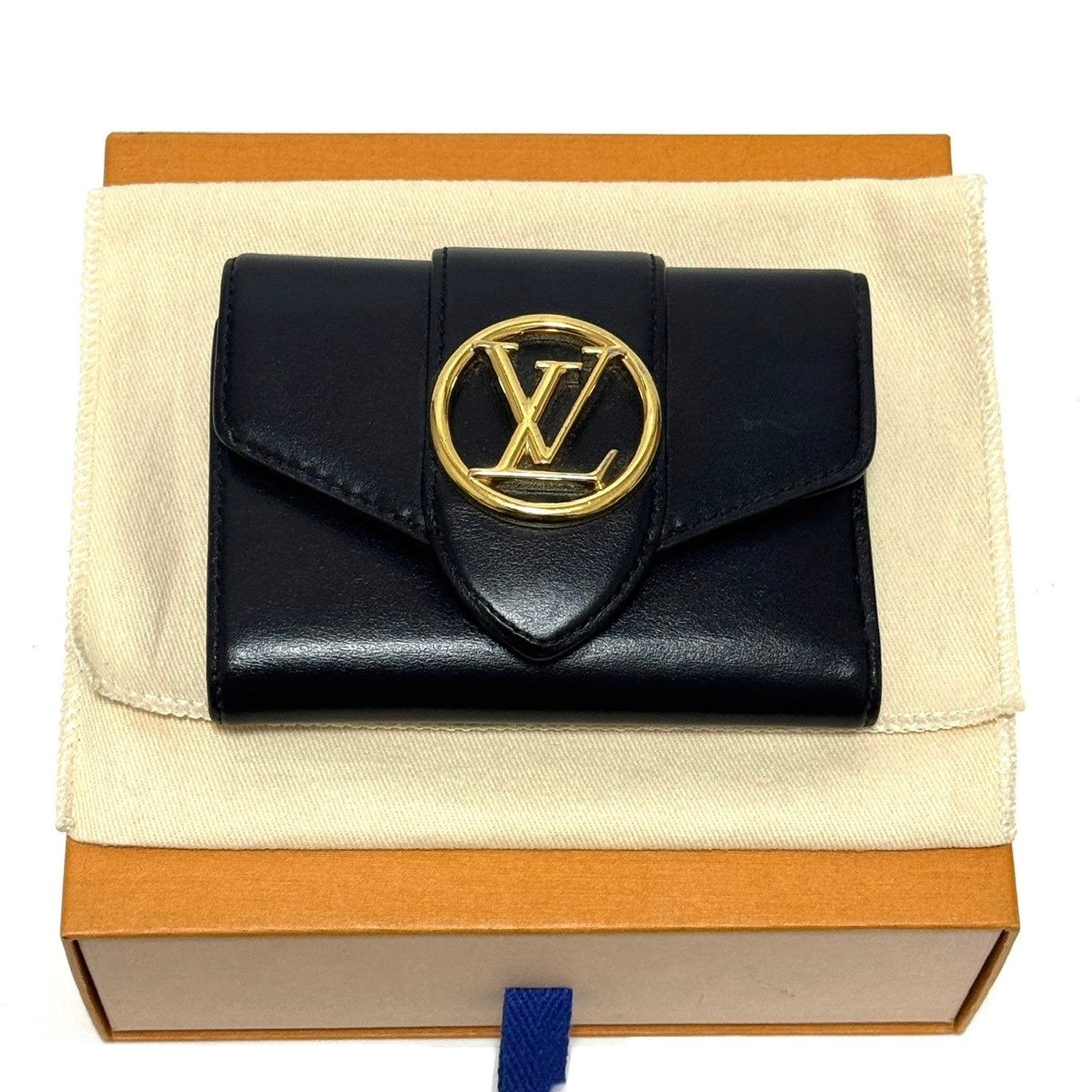 ルイヴィトン ポルトフォイユ ポンヌフ コンパクト 財布 三つ折り 黒 B3280