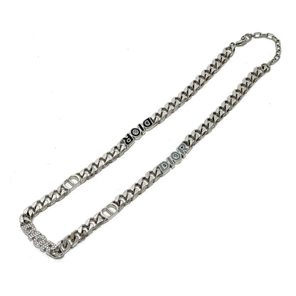 ディオール DIOR チェーンリンク ネックレス ラインストーン シルバー B3234