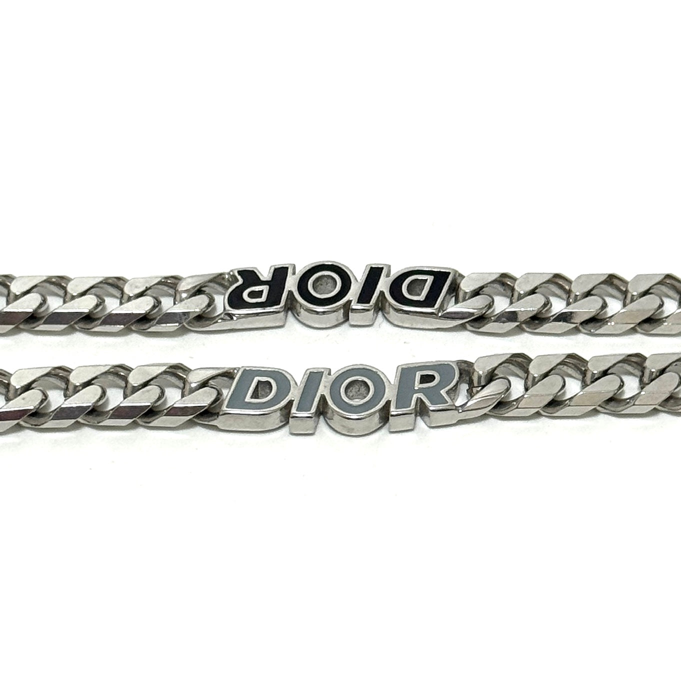 ディオール DIOR チェーンリンク ネックレス ラインストーン シルバー B3234