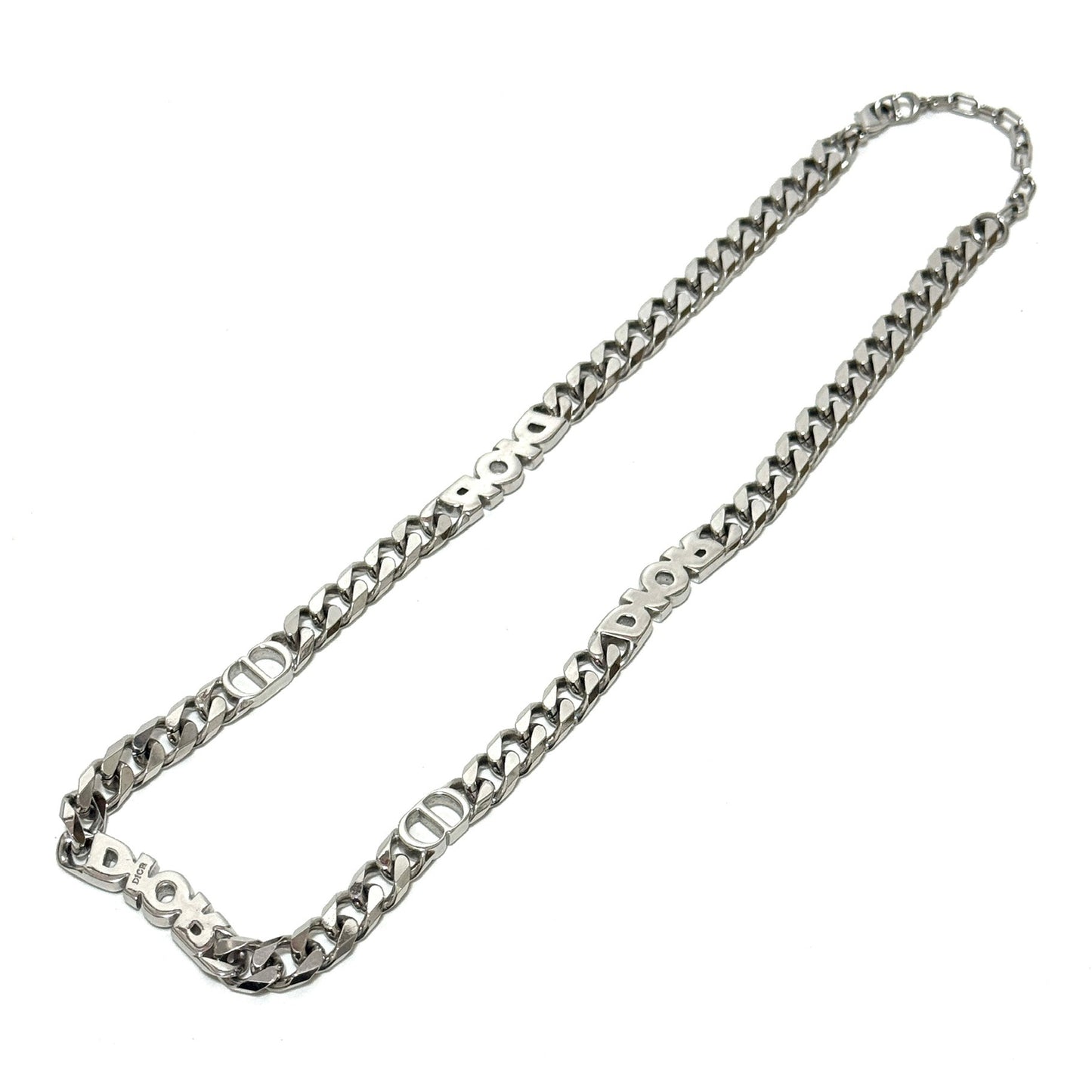 ディオール DIOR チェーンリンク ネックレス ラインストーン シルバー B3234