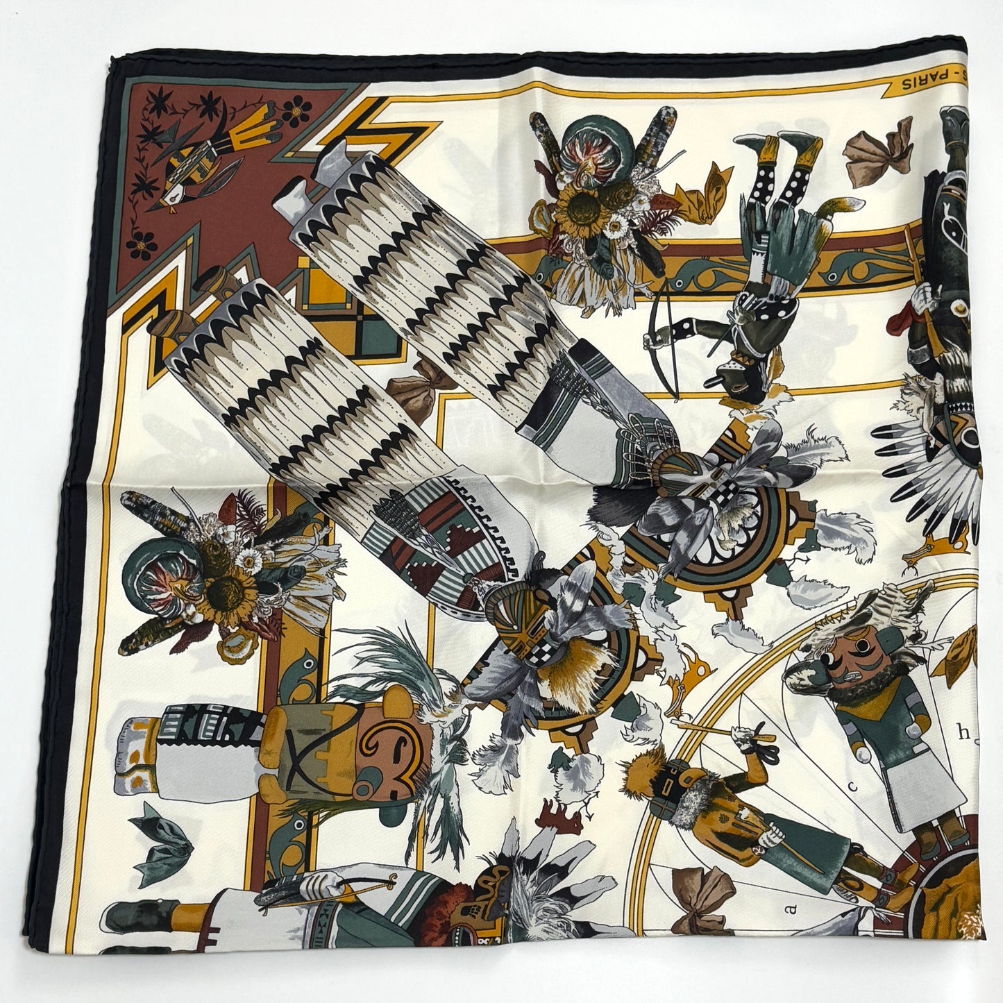 エルメス スカーフ カレ90 Kachinas カチナ 民族 ホピ族 シルク E1026