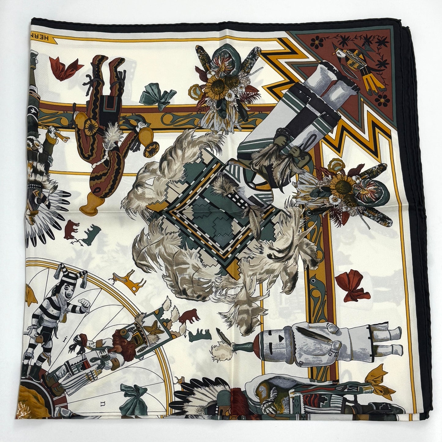 エルメス スカーフ カレ90 Kachinas カチナ 民族 ホピ族 シルク E1026