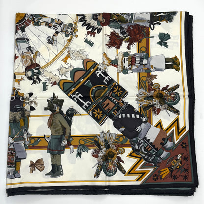 エルメス スカーフ カレ90 Kachinas カチナ 民族 ホピ族 シルク E1026
