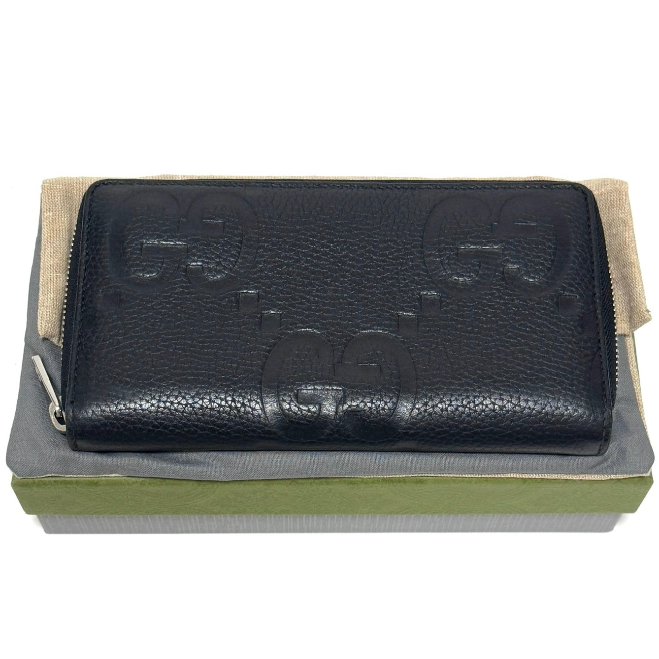 グッチ ジャンボGG レザー ラウンドジップウォレット 長財布 E1785