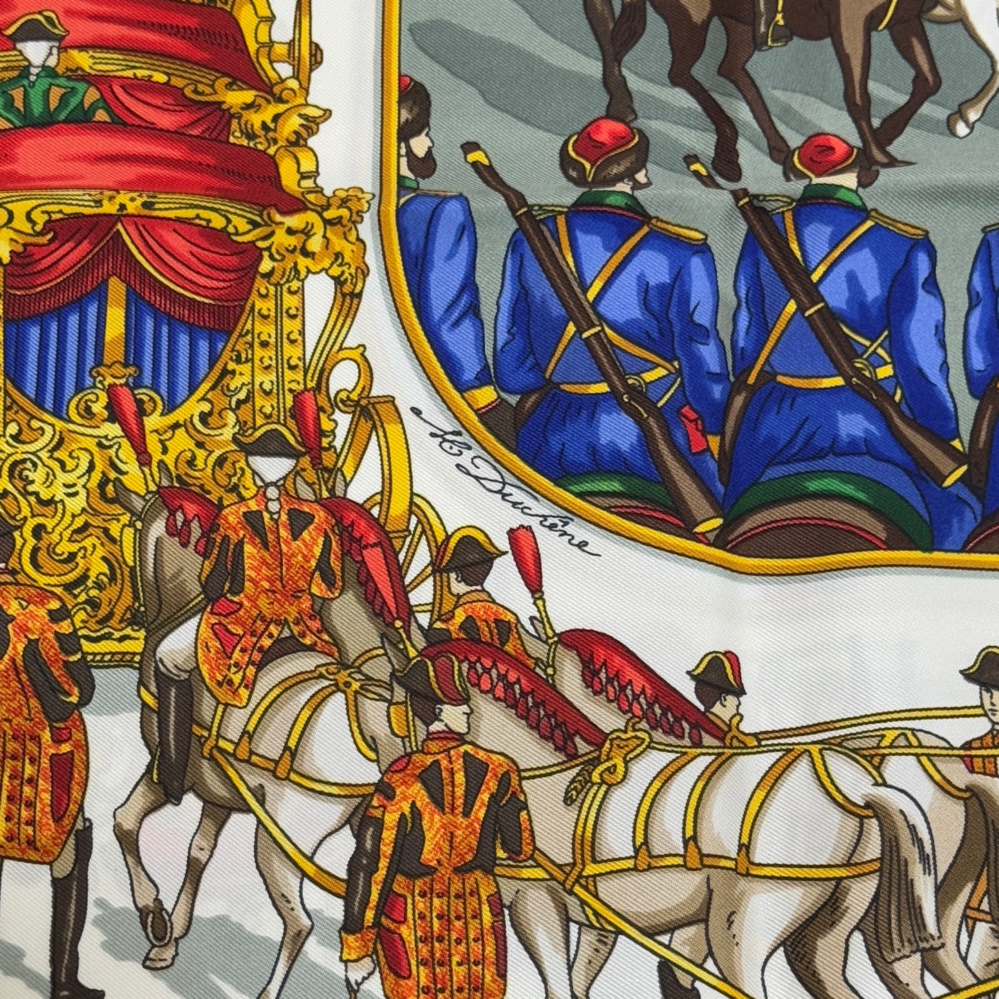 エルメス カレ90GRAND CORTEGE A MOSCOU モスクワ大行進 スカーフ シルク グリーン E0953