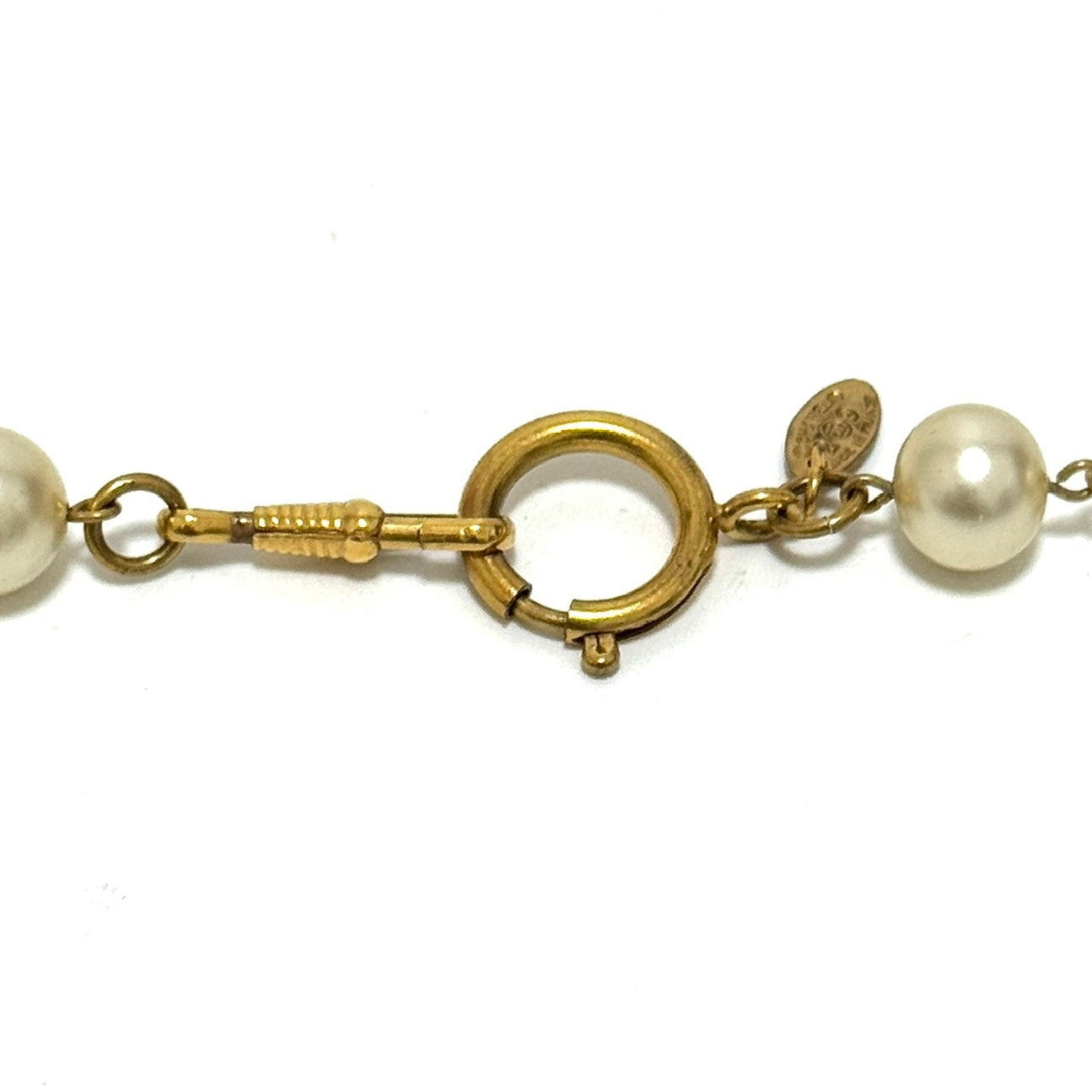 シャネル フェイクパール ロングネックレス GP ゴールド ヴィンテージ 約90ｃｍ E0851