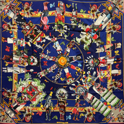 エルメス スカーフ カレ90 Kachinas カチナ 民族 ホピ族 シルク E1832