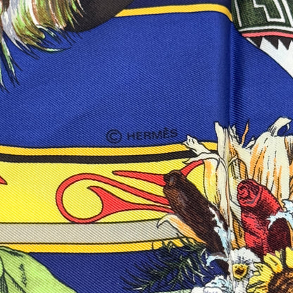 エルメス スカーフ カレ90 Kachinas カチナ 民族 ホピ族 シルク E1832
