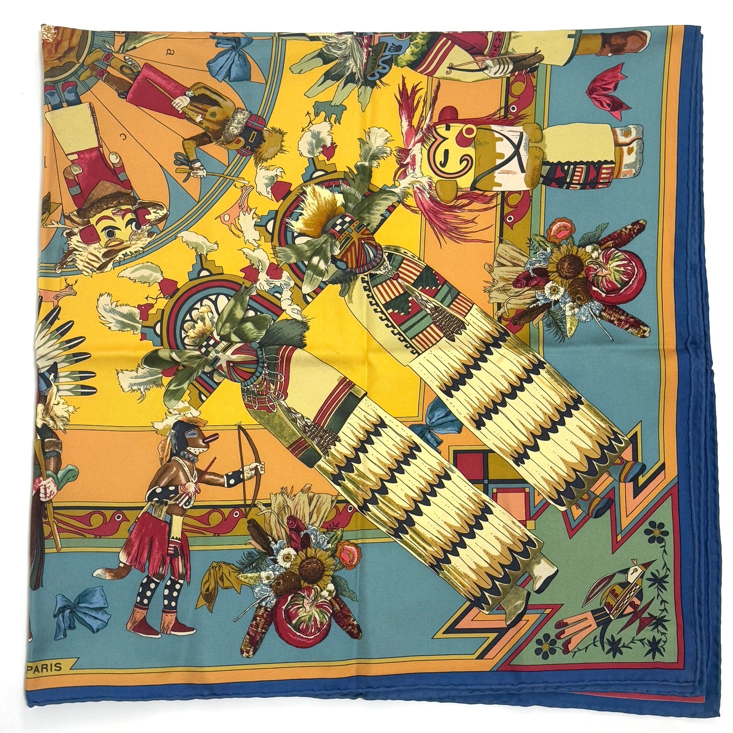 エルメス スカーフ カレ90 Kachinas カチナ 民族 ホピ族 シルク E1855