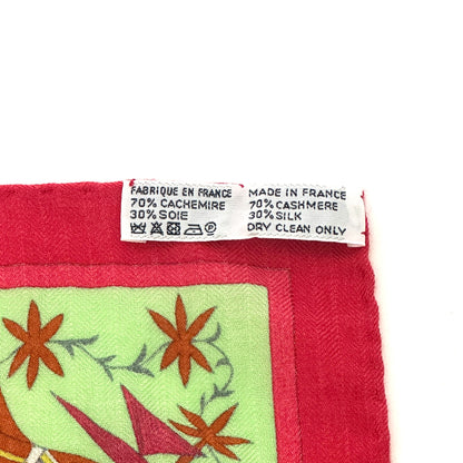 エルメス カレジェアン カレ140 Kachinas カチナ ストール カシミヤ×シルク レッド×ピンク E1986
