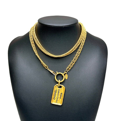B0222 シャネル カンボンプレート　チェーンネックレス　約85cm