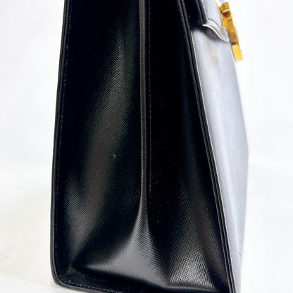 B0642 フェラガモ ガンチーニ 2way サフィアーノ ハンドバッグ ブラック