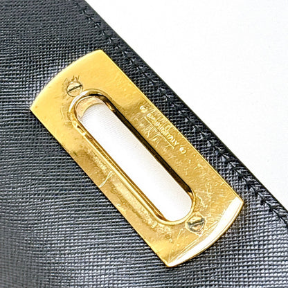 B0642 フェラガモ ガンチーニ 2way サフィアーノ ハンドバッグ ブラック