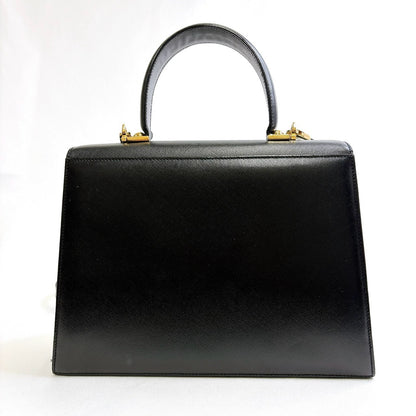 B0642 フェラガモ ガンチーニ 2way サフィアーノ ハンドバッグ ブラック