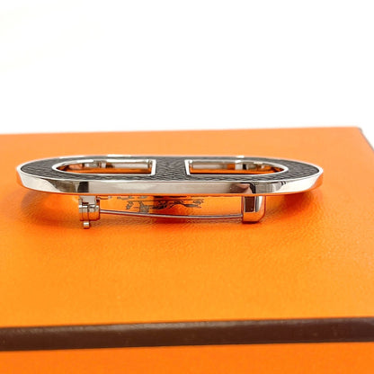 B0817 エルメス ブローチ シェーヌダンクル レザー
