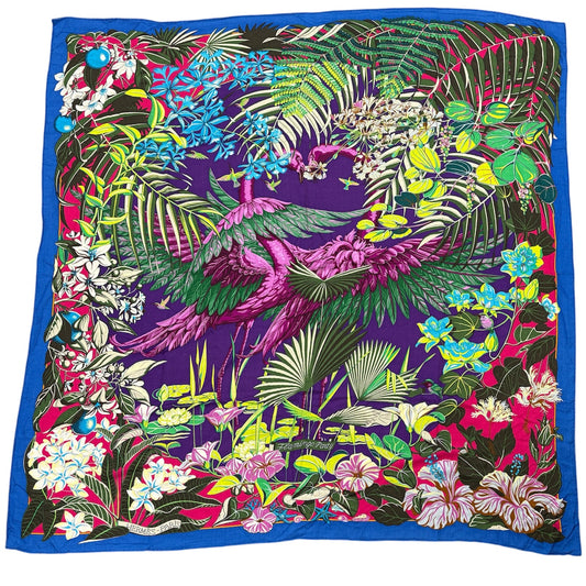 E2330 エルメス カレジェアン FLAMINGO PARTY フラミンゴ パーティー ストール カシミヤ×シルク パープル