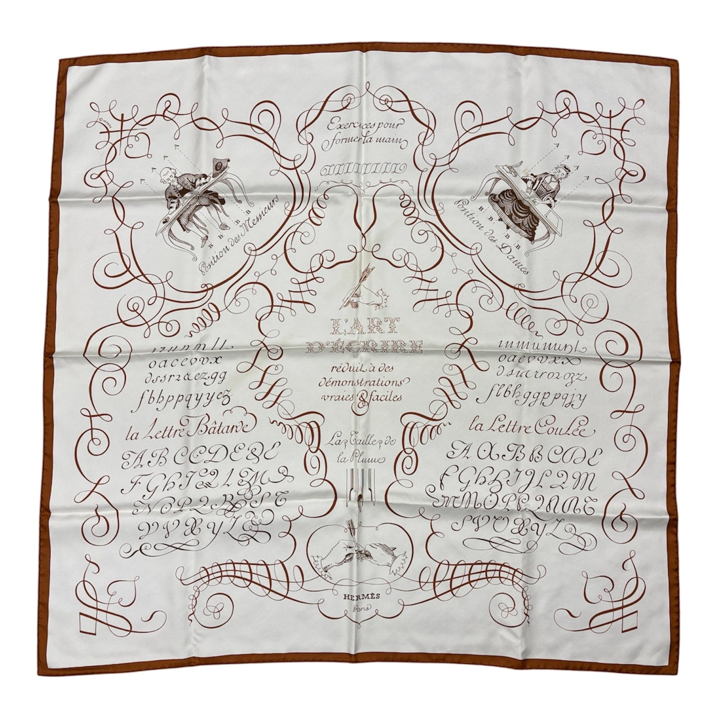 E2641 エルメス スカーフ カレ90 書の芸術 シルク