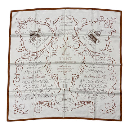 E2641 エルメス スカーフ カレ90 書の芸術 シルク