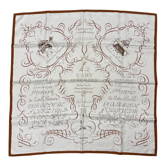 E2641 エルメス スカーフ カレ90 書の芸術 シルク