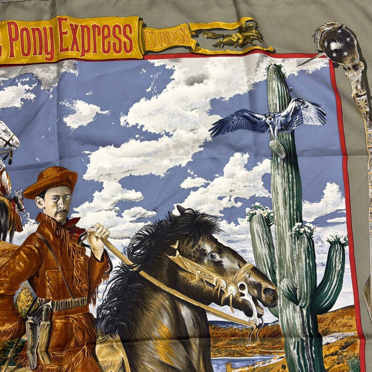 E4259 エルメス カレ90 THE PONY EXPRESS 郵便社 カーミット・オリバー【買戻し対象】