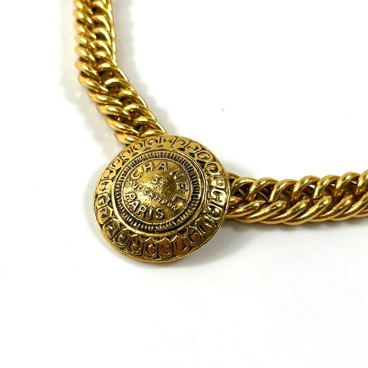 シャネル メダリオン カンボン ロゴ ネックレス ヴィンテージ 刻印3874 【買い戻し対象】 B3206