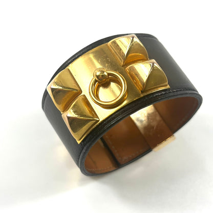 エルメス コリエドシアン ブレスレット A刻印 ブラック×ゴールド ブレスレット・バングル サイズL 【買い戻し対象】 B3291