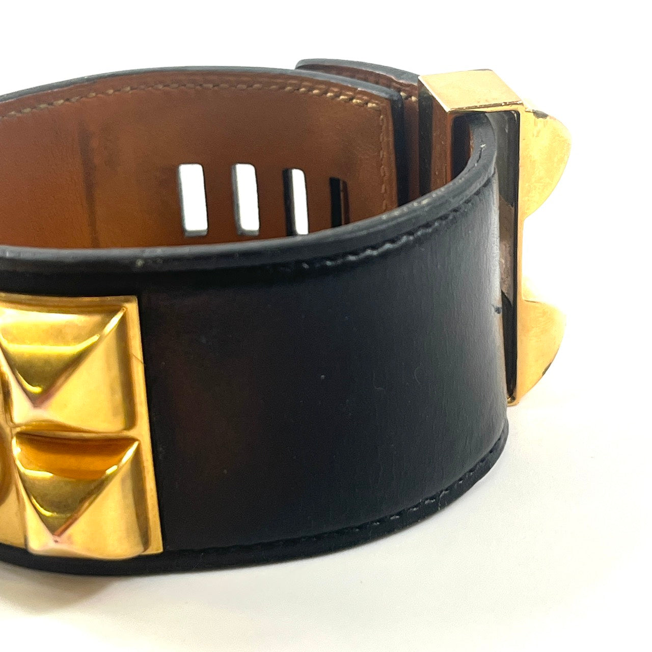 エルメス コリエドシアン ブレスレット A刻印 ブラック×ゴールド ブレスレット・バングル サイズL 【買い戻し対象】 B3291