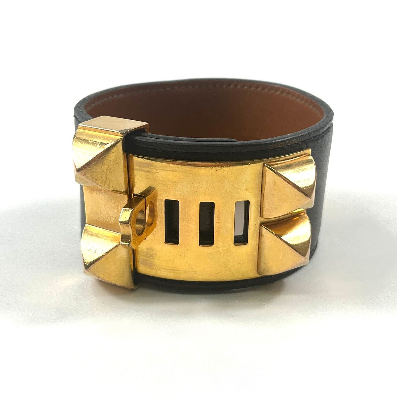 エルメス コリエドシアン ブレスレット A刻印 ブラック×ゴールド ブレスレット・バングル サイズL 【買い戻し対象】 B3291