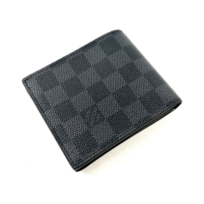 E3661 ルイヴィトン N60053 ポルトフォイユ･アメリゴ NM ダミエグラフィット 二つ折り 財布 ウォレット メンズ ブラック ICチップ